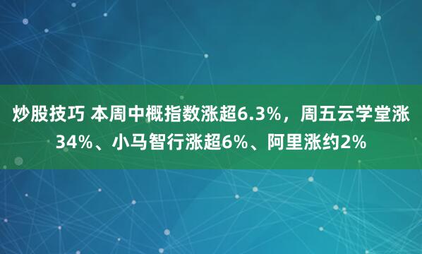 炒股技巧 本周中概指数涨超6.3%,周五云学堂涨34%、小马智行涨超6%、阿里涨约2%